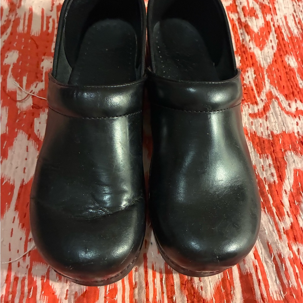Black Leather Dansko Clogs